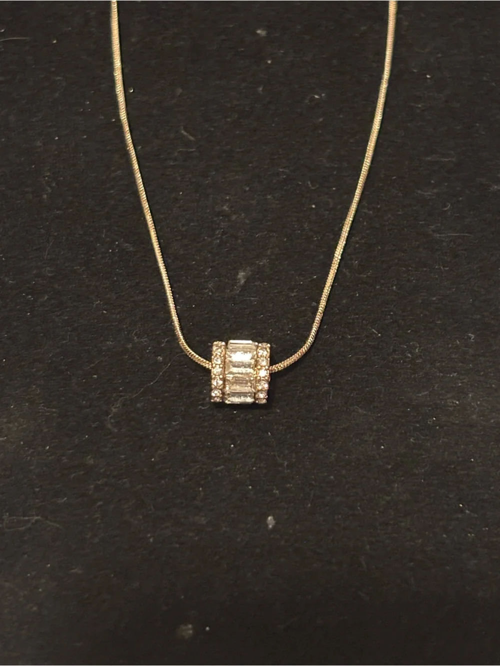 GUESS Gold Toned Stainless Steel Cylindrical Pendant & Zircon Necklace NWT